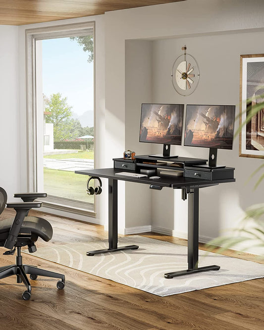 MadeEasy Electric Adjustable Standing Desk with Double Drawers