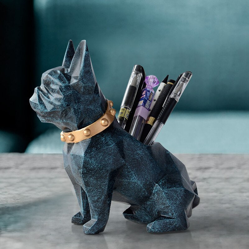 Frenchie Dog Figurine Pen Holder 